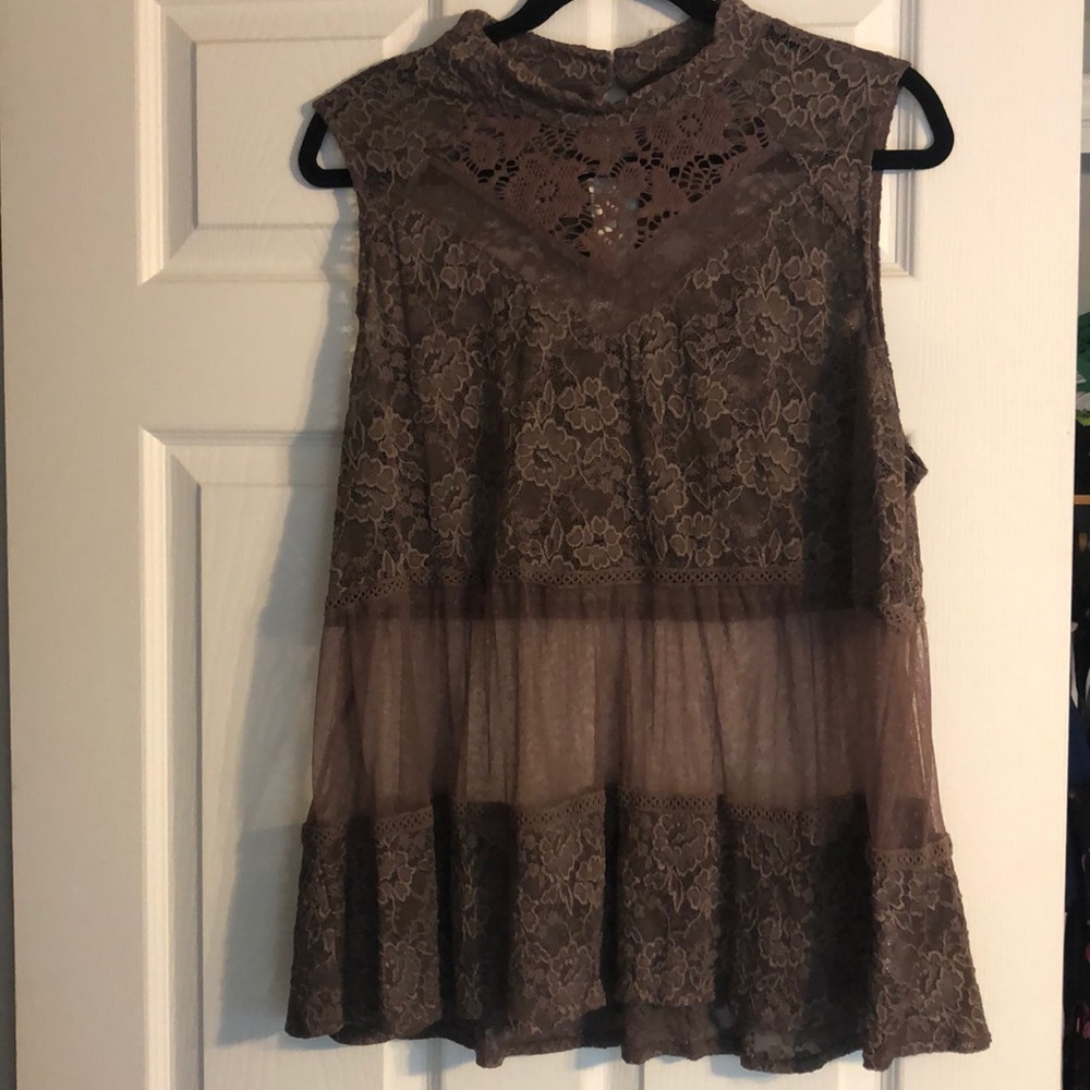 High neck sheer dress shirt